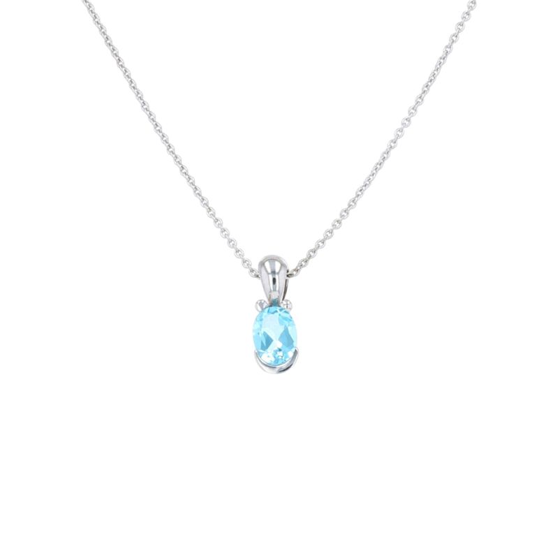 Collier aigue-marine 1 carat or blanc 4.18g Comme neuf -  reconditionné disponible sur Gemme Les Bijoux